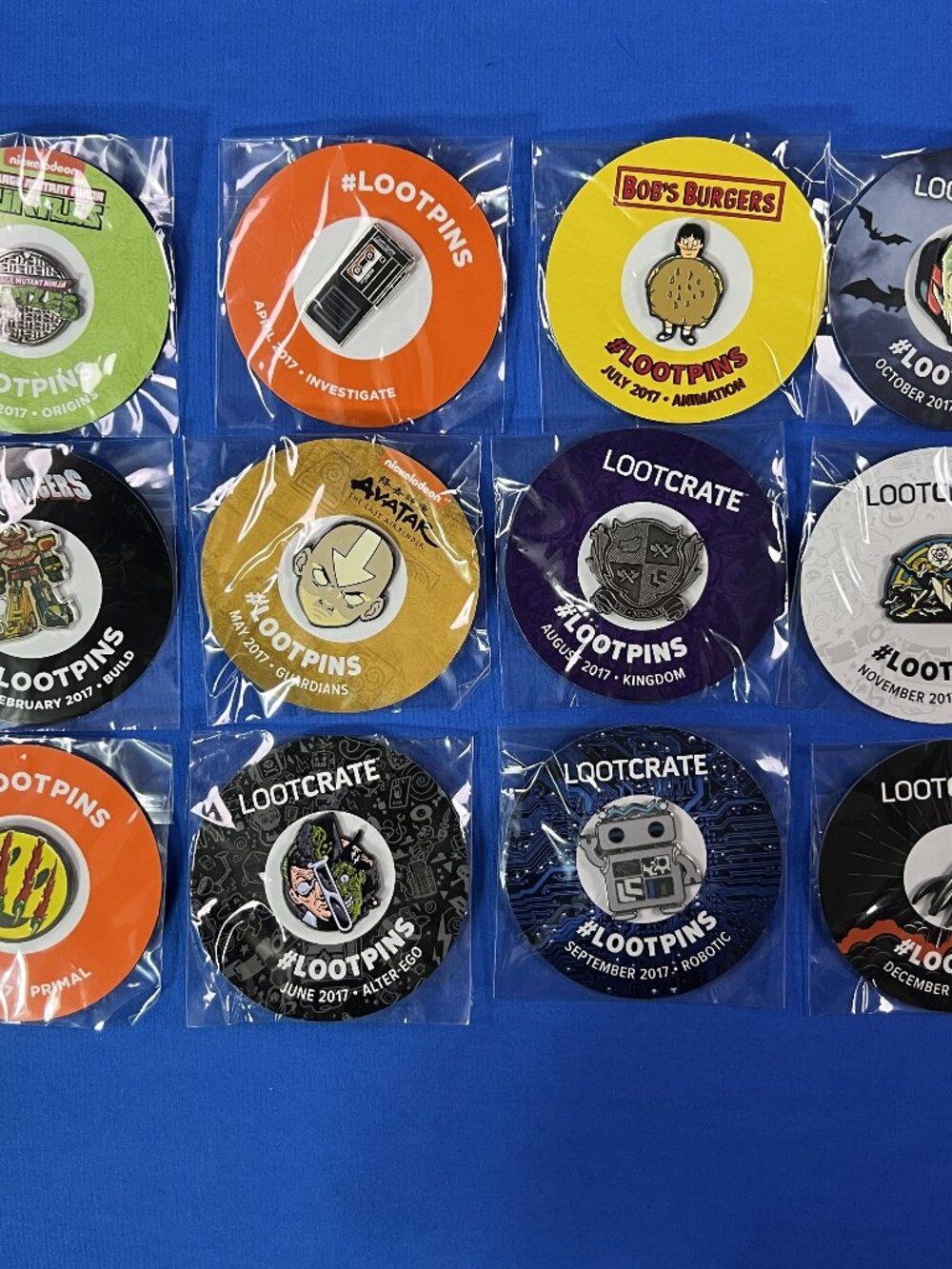 Official Loot Crate Pins January 2017 - December 2017 Set Of 12